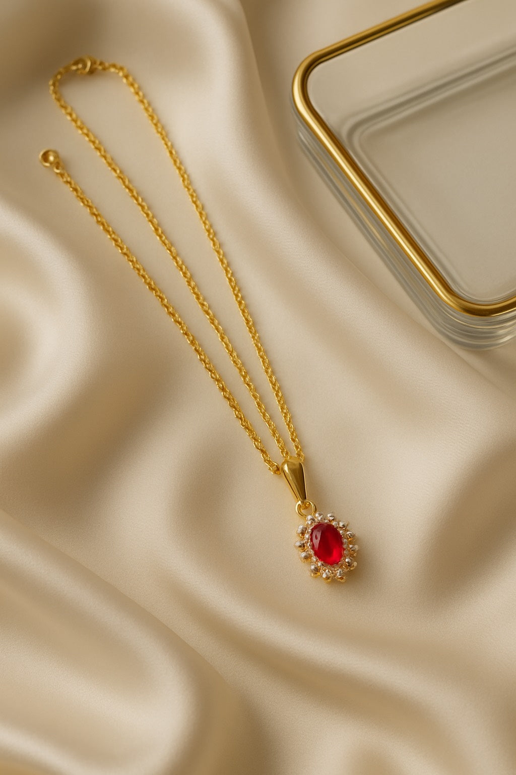 Ruh-e-Ruby – Red Elegance Pendant in Gold