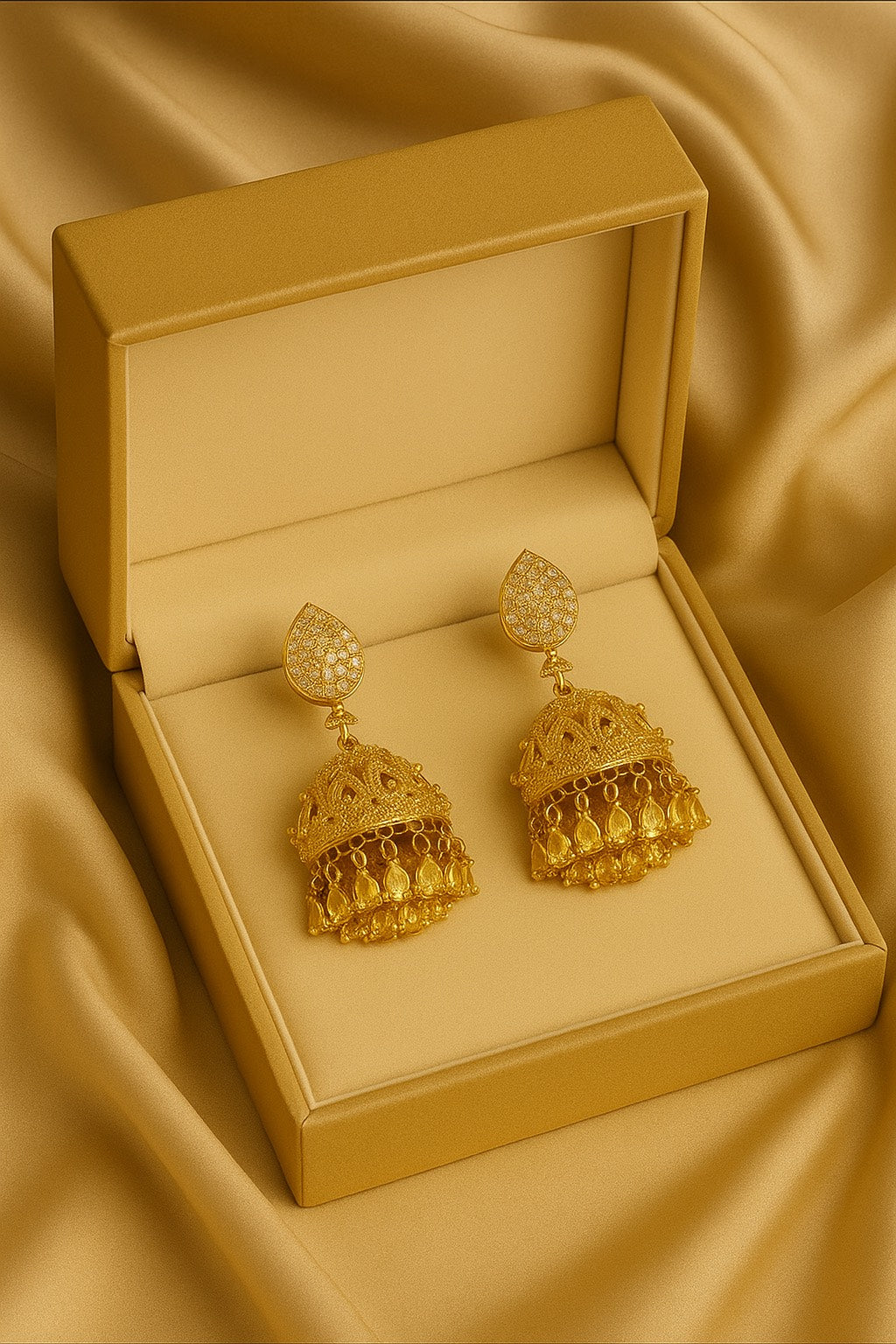 Gul-e-Zar Golden Jhumka ✨